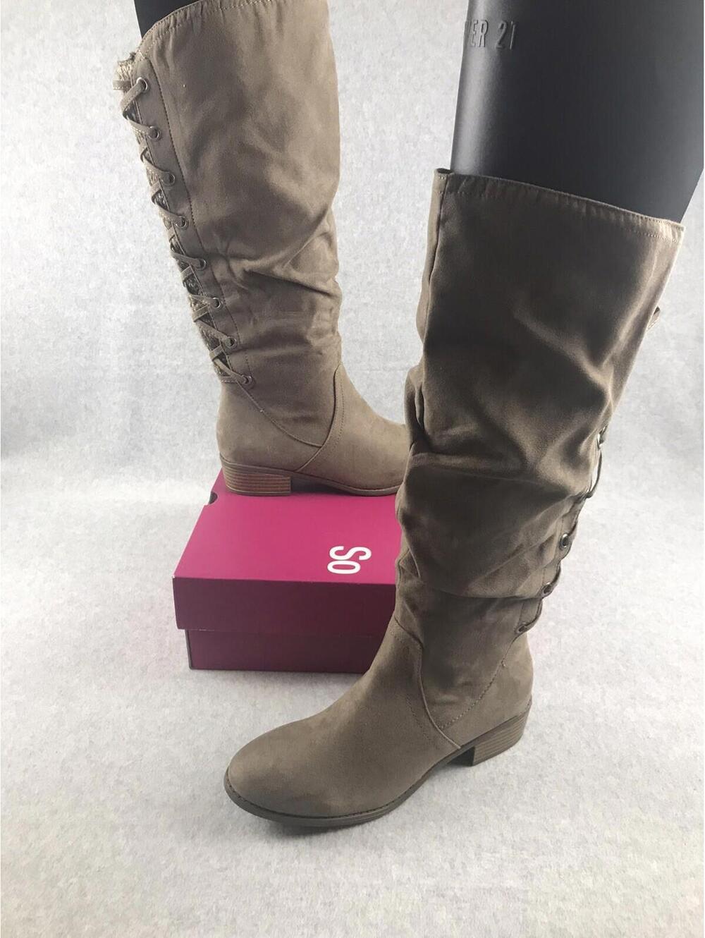 SO Knee-High Boots Womens 10 Othonna Faux Suede Knitted Backing